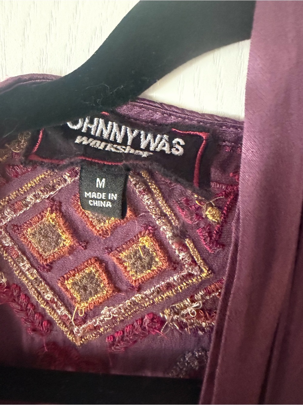 Johnny Was Plum Embroidered Maxi Dress with Floral Accents - Picture 3 of 10